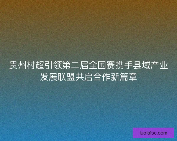 贵州村超引领第二届全国赛携手县域产业发展联盟共启合作新篇章